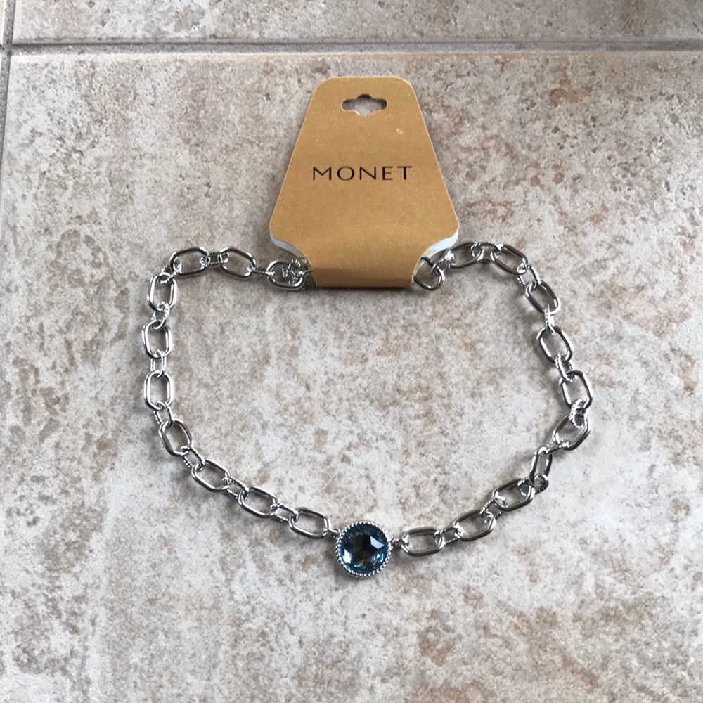 Monet Silver with Blue stone Necklace